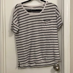 Striped slouchy boyfriend tee with pocket